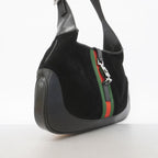 Gucci Shoulder Bag Sherry Line Jackie Suede Black Silver — view 2