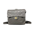 Chanel Backpack Quilted Lambskin Black Gold