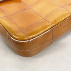 Chanel Shoulder Bag Choco Bar Patent Leather Orange Silver — view 6