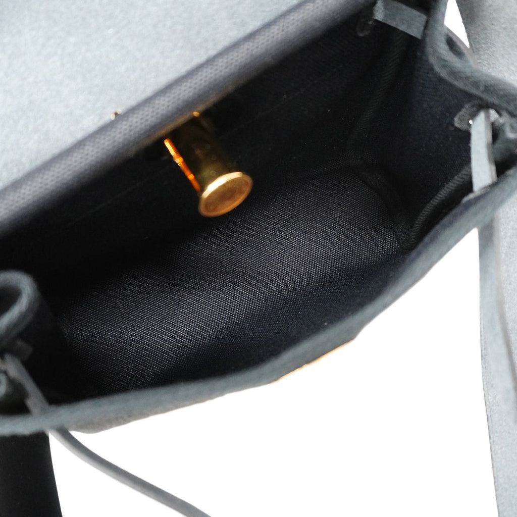 Hermes Shoulder Bag Herbag Zip Mini Toile Military Black Gold — view 4