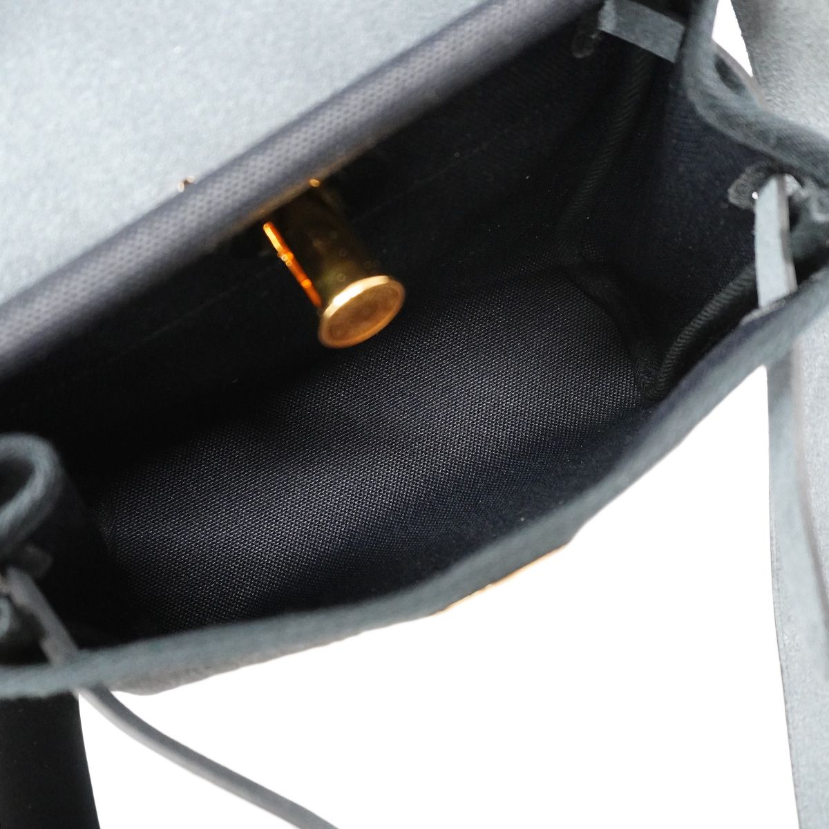 Hermes Shoulder Bag Herbag Zip Mini Toile Military Black Gold — view 4