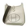 Hermes Shoulder Bag Evelyne TPM Taurillon Clemence Pearl Gray Silver