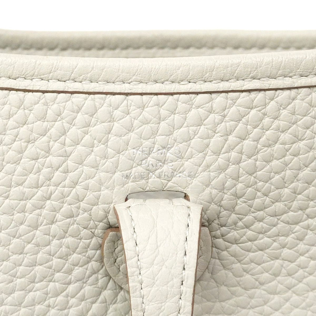 Hermes Shoulder Bag Evelyne TPM Taurillon Clemence Pearl Gray Silver — view 5