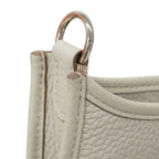 Hermes Shoulder Bag Evelyne TPM Taurillon Clemence Pearl Gray Silver — view 7