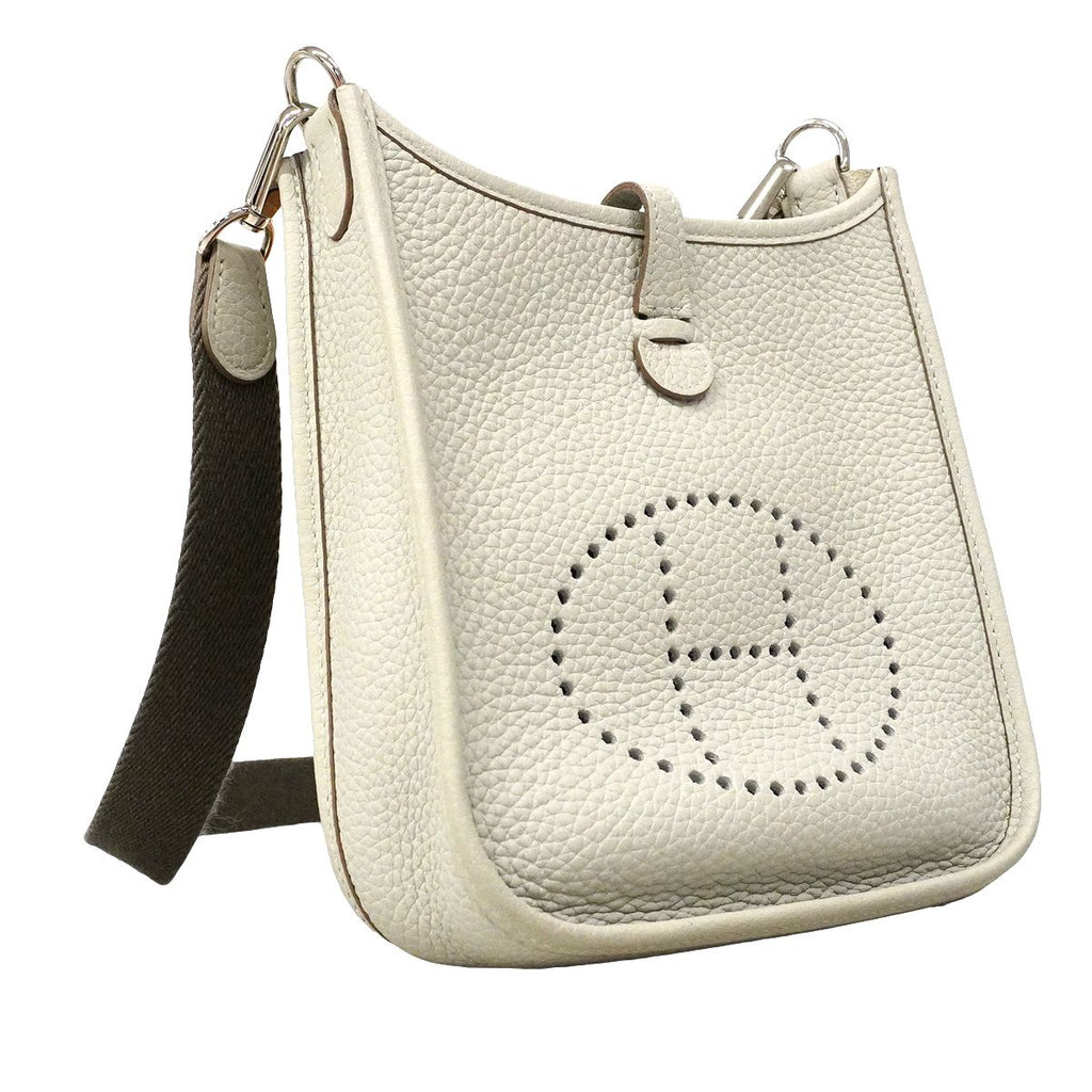 Hermes Shoulder Bag Evelyne TPM Taurillon Clemence Pearl Gray Silver — view 2