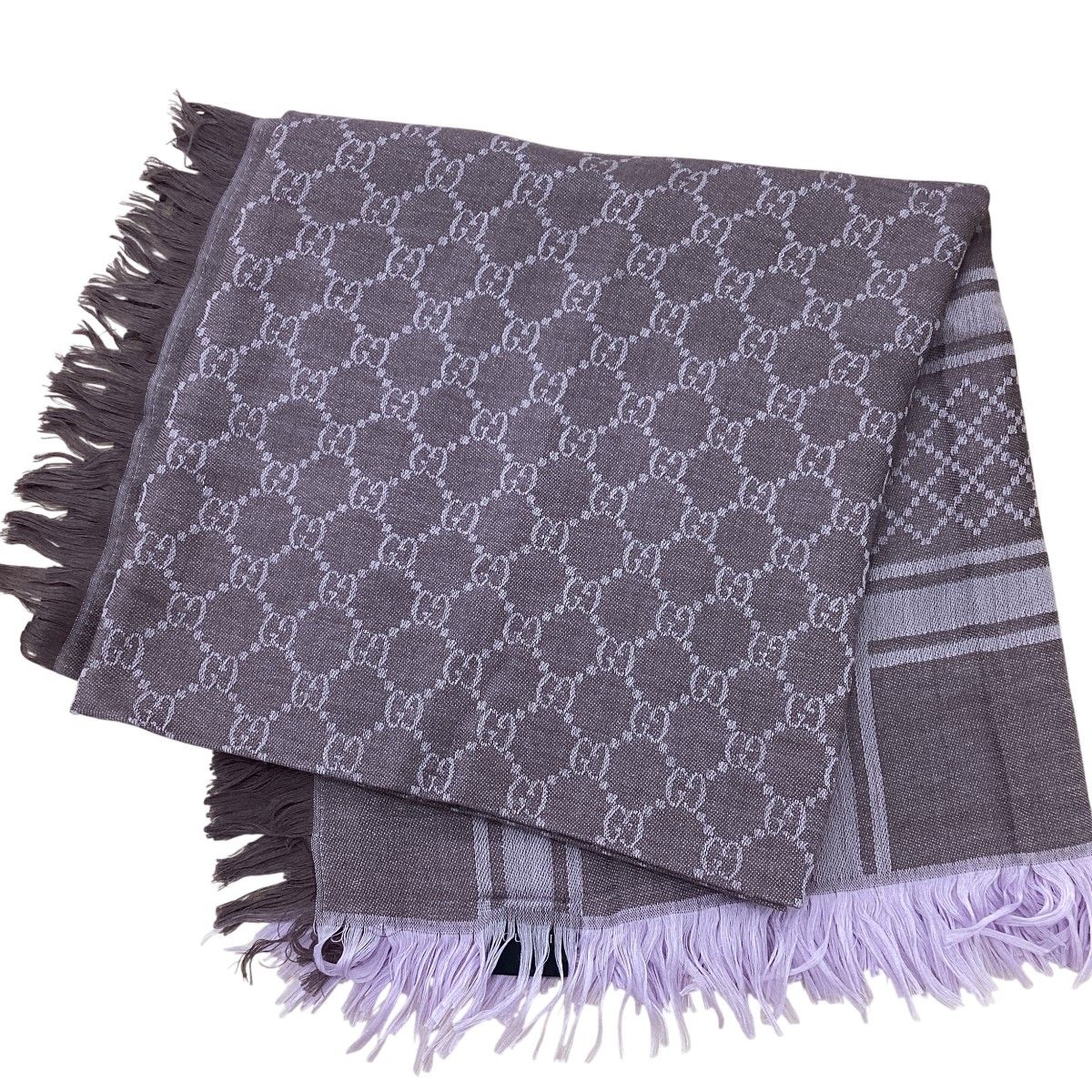 Gucci Shawl GG Pattern Purple Scarf