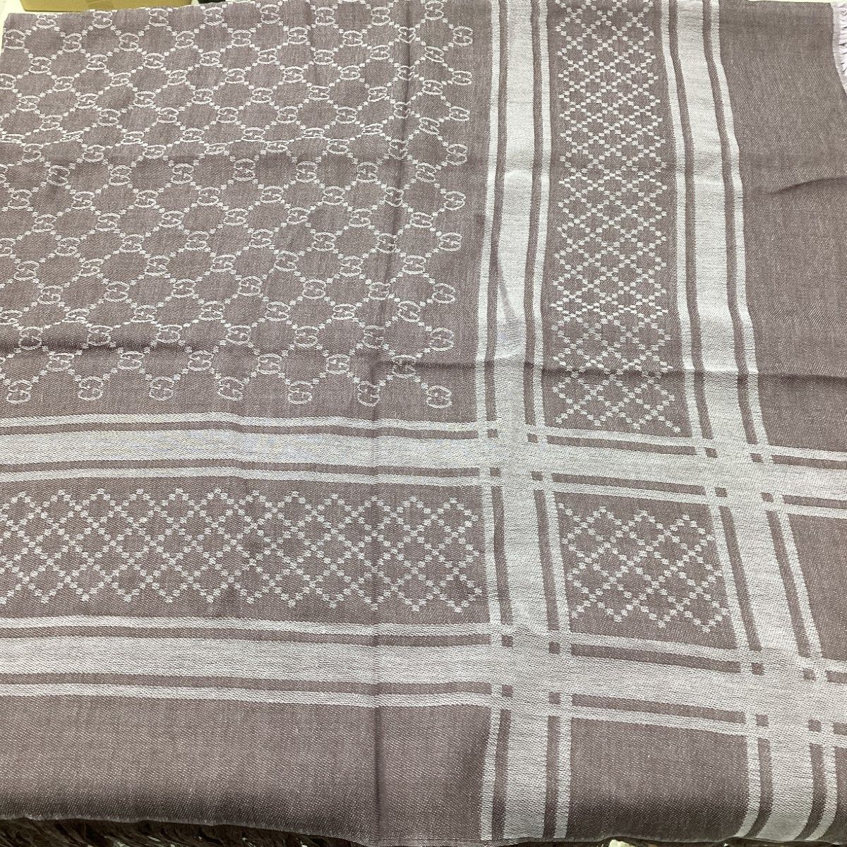 Gucci Shawl GG Pattern Purple Scarf — view 3