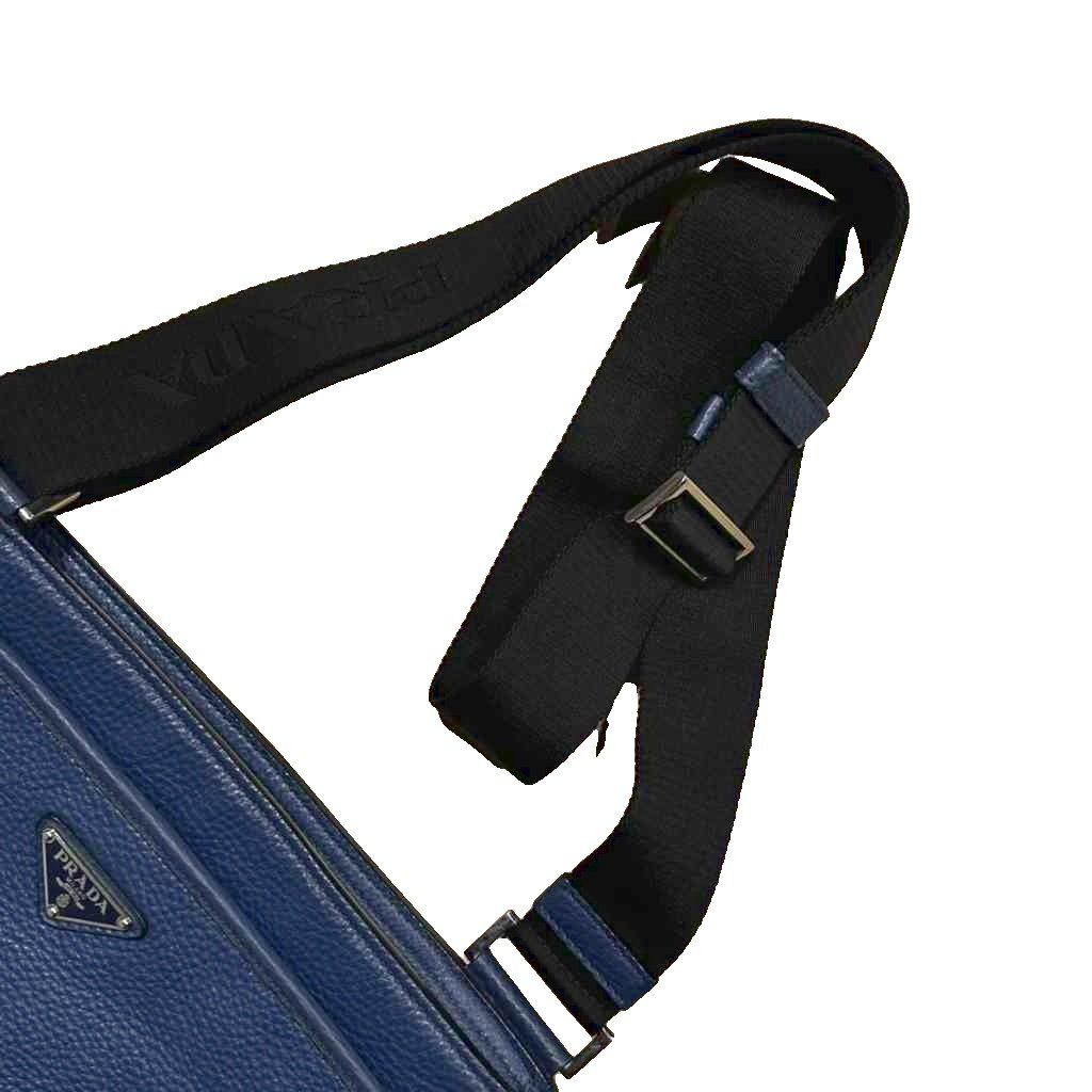 Prada VIT.DAINO Shoulder Bag Crossbody Calfskin Triangle Plate Blue — view 5