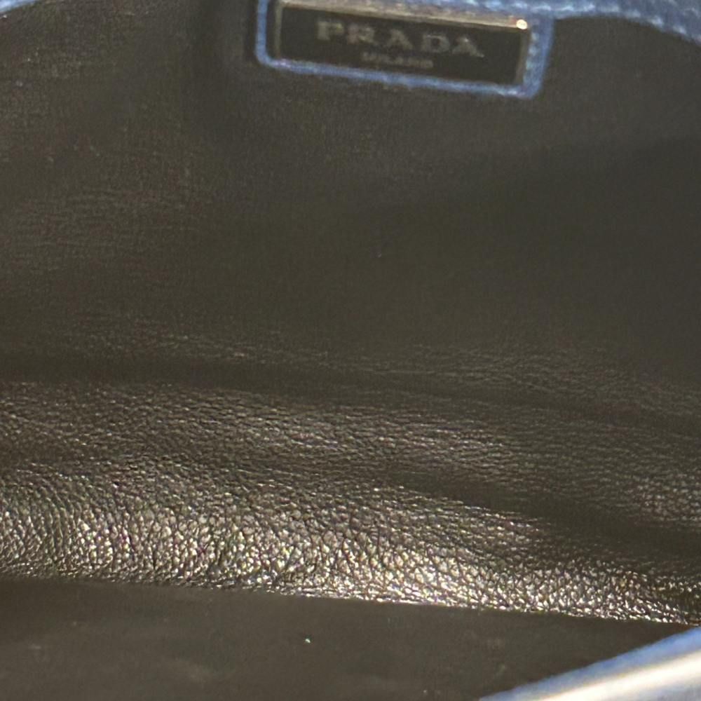 Prada VIT.DAINO Shoulder Bag Crossbody Calfskin Triangle Plate Blue — view 7