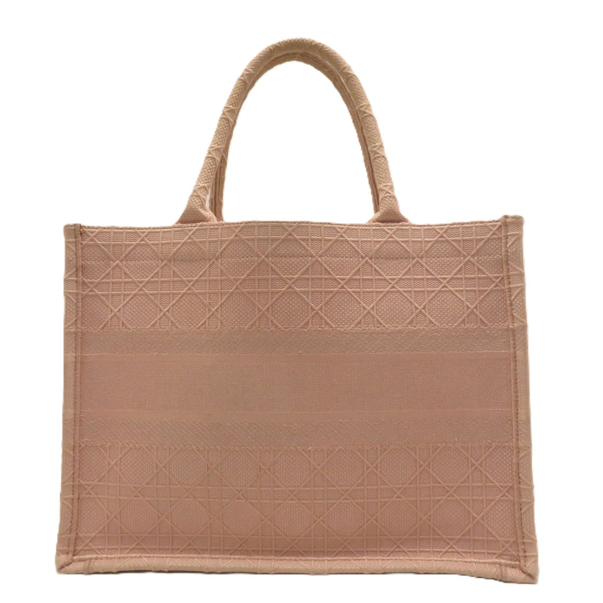 Dior Cannage Book Tote Bag Medium Pink Beige Canvas — view 3