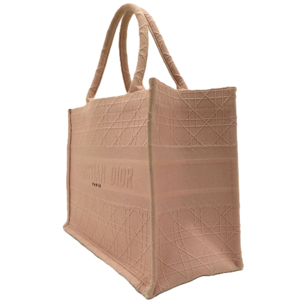 Dior Cannage Book Tote Bag Medium Pink Beige Canvas — view 2