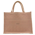 Dior Cannage Book Tote Bag Medium Pink Beige Canvas