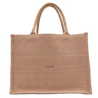 Dior Cannage Book Tote Bag Medium Pink Beige Canvas