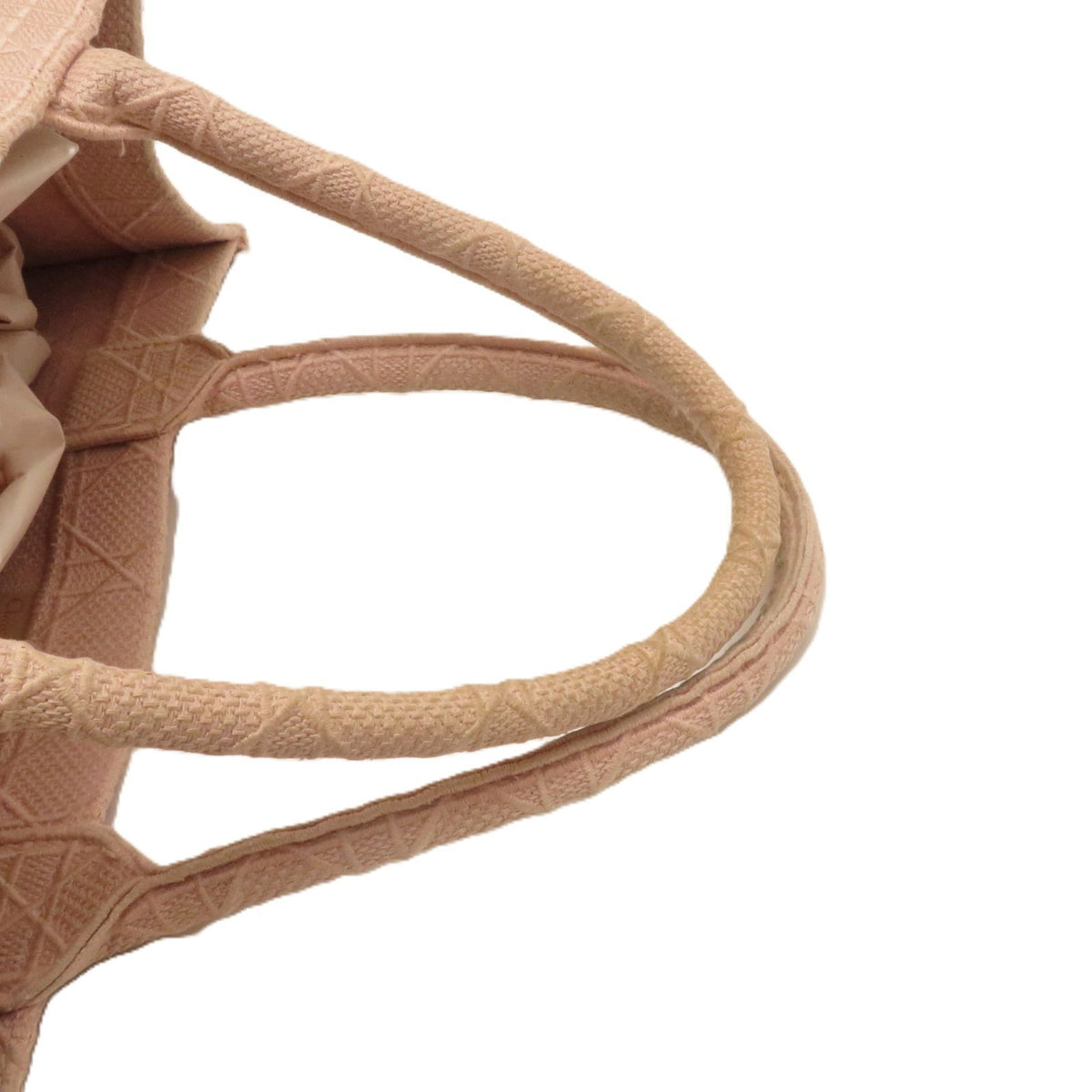 Dior Cannage Book Tote Bag Medium Pink Beige Canvas — view 5