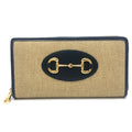 Gucci Wallet Horsebit Canvas Leather Brown
