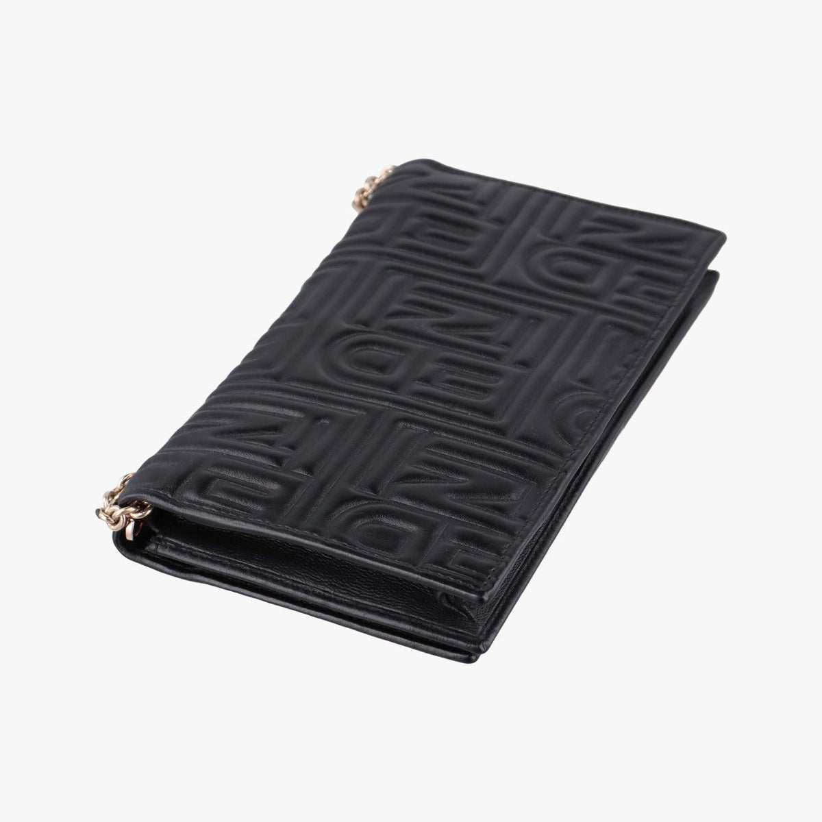 Fendi Embossed Logo Black Lambskin — view 7
