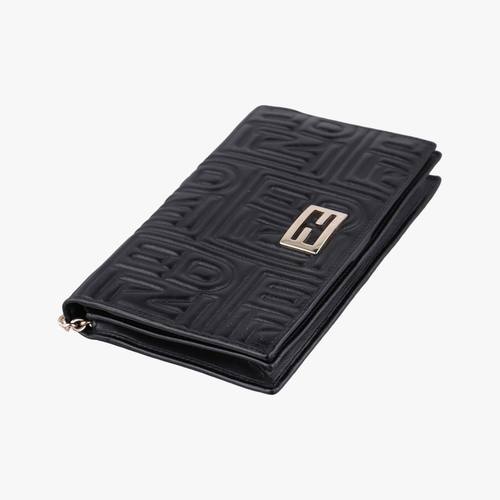 Fendi Embossed Logo Black Lambskin — view 5