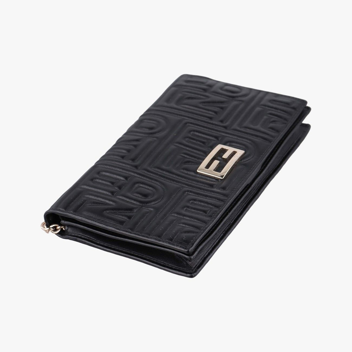 Fendi Embossed Logo Black Lambskin — view 5