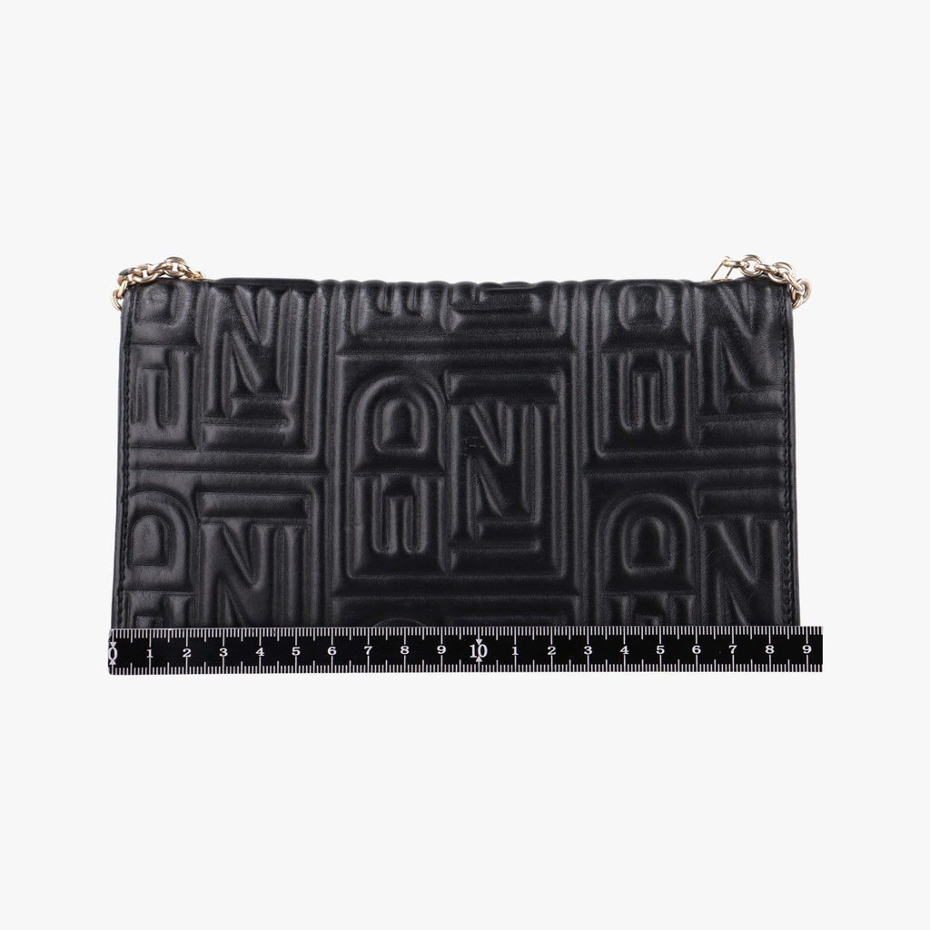 Fendi Embossed Logo Black Lambskin — view 2