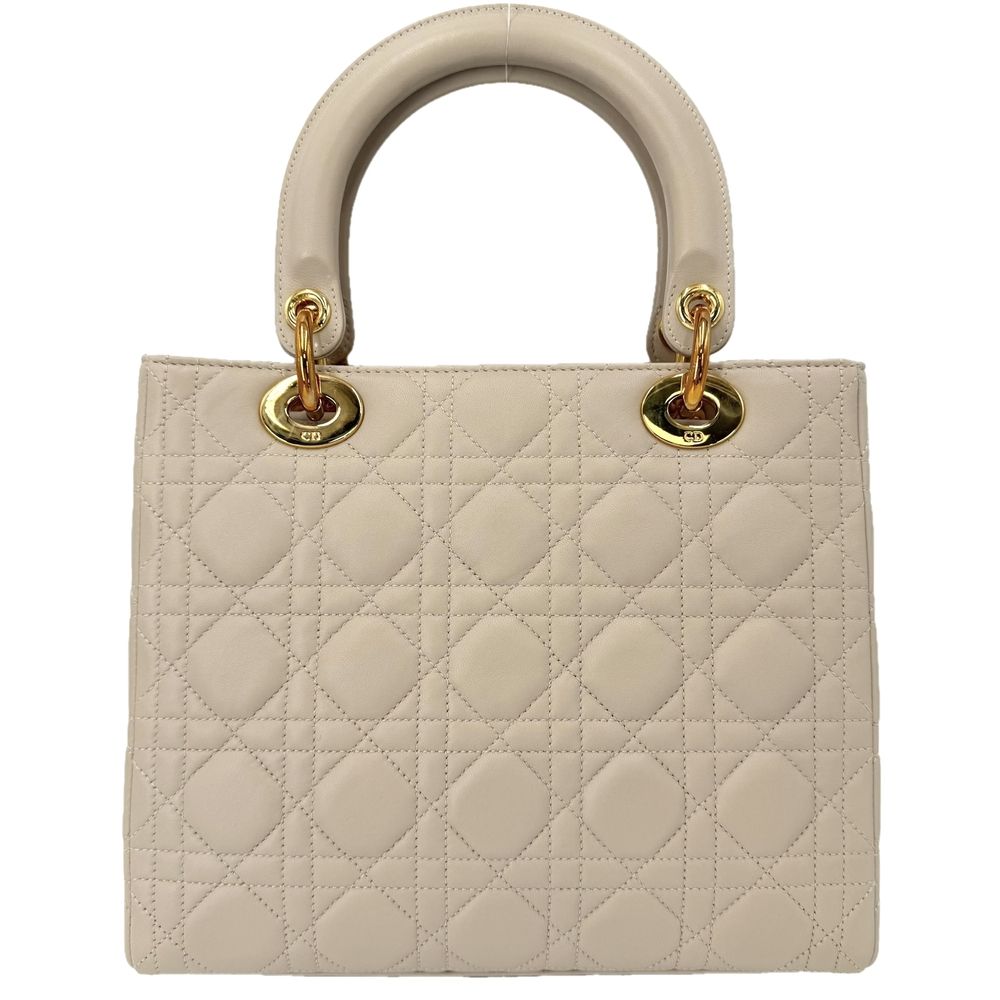 Dior 2-Way Cannage Lady Shoulder Bag Crossbody Calfskin Beige Gold — view 2