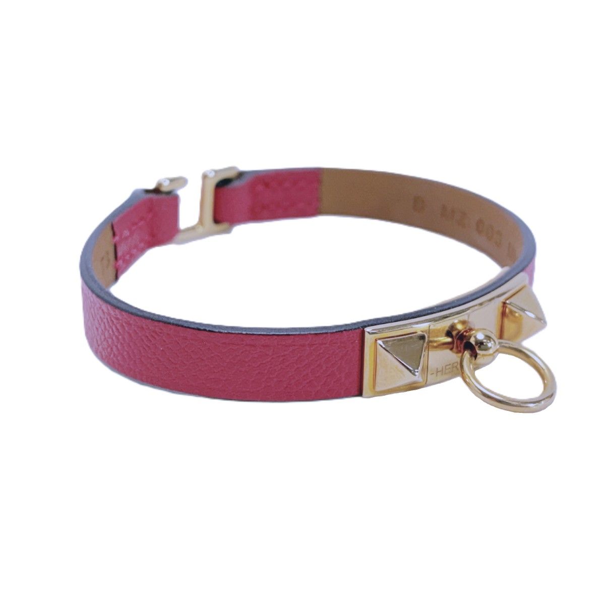 Hermes Leather Bracelet Mini Rival Shocking Pink — view 2