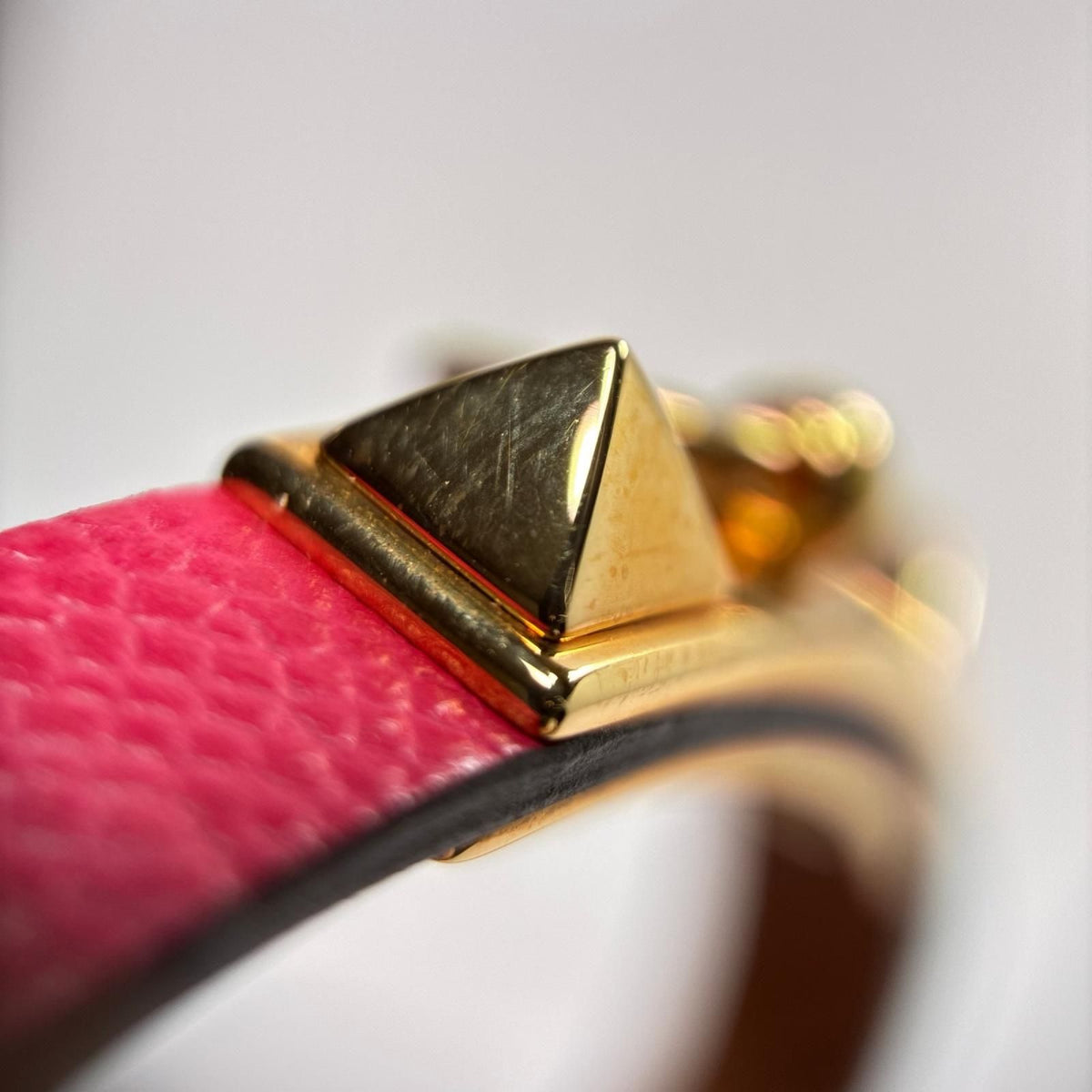 Hermes Leather Bracelet Mini Rival Shocking Pink — view 7
