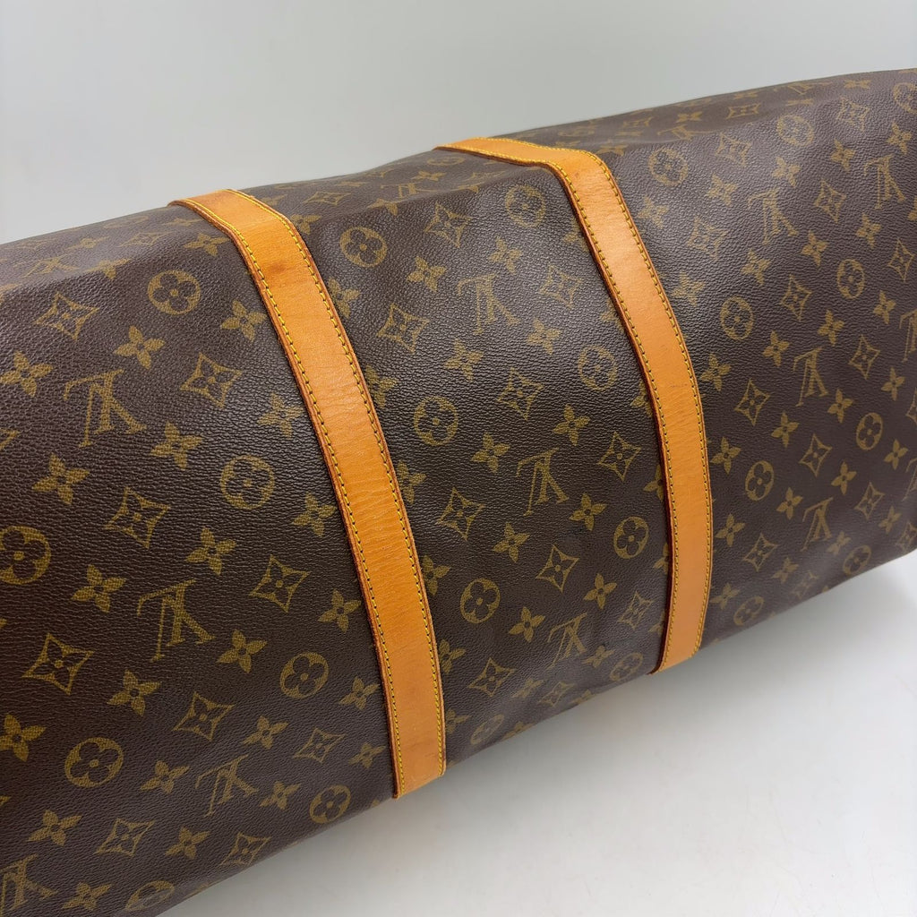 Louis Vuitton Keepall 60 Monogram Leather Brown Boston Bag Gold — view 7