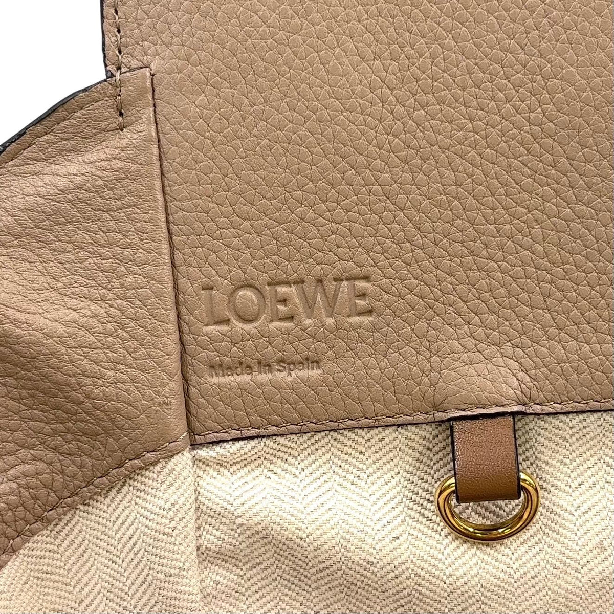 Loewe Hammock Drawstring Shoulder Bag Leather Calfskin Brown Gold — view 4