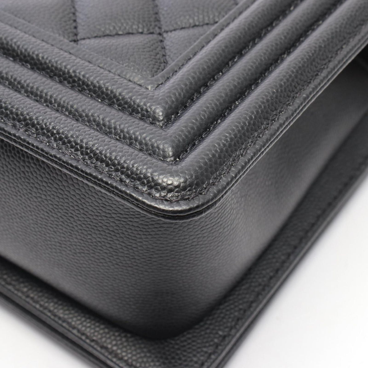 Chanel Shoulder Bag Boy Black Caviar Leather Chain — view 6