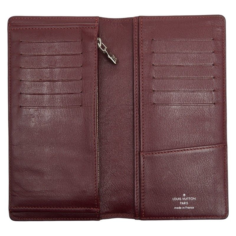 Louis Vuitton Portefeuille Brazza Croc Embossed Bifold Wallet Billfold Wine Red — view 6