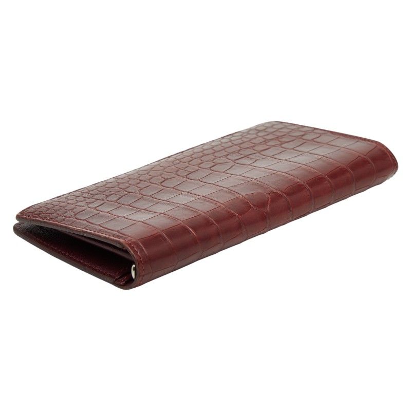 Louis Vuitton Portefeuille Brazza Croc Embossed Bifold Wallet Billfold Wine Red — view 5