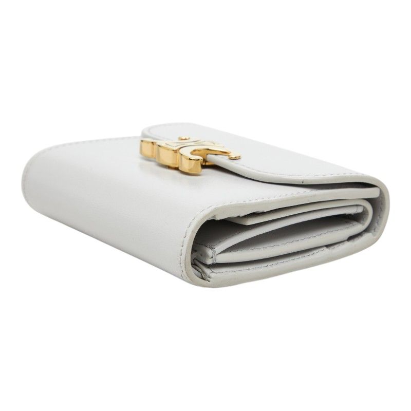 Celine Triomphe Small Flap Wallet Trifold Compact Gray Leather — view 4