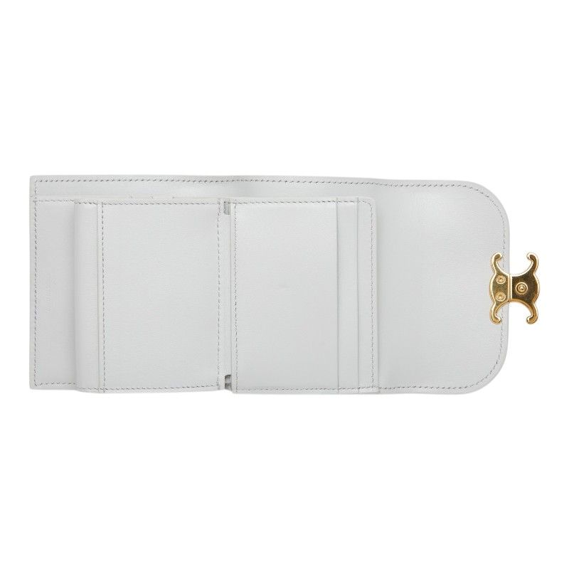 Celine Triomphe Small Flap Wallet Trifold Compact Gray Leather — view 6