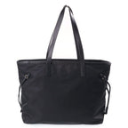 Prada Triangle Logo Tote Bag Black Saffiano Silver — view 2