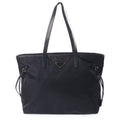 Prada Triangle Logo Tote Bag Black Saffiano Silver