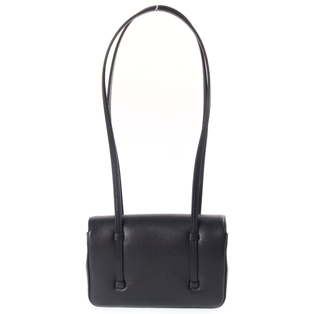 Chanel Strap Clutch CC Logo Caviar Leather Shoulder Bag Black Gold Seal — view 2