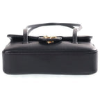 Chanel Strap Clutch CC Logo Caviar Leather Shoulder Bag Black Gold Seal — view 4