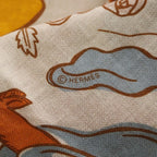 Hermes Triangle Jean Thousand and One Rabbit Scarf Silk Brown Orange — view 5
