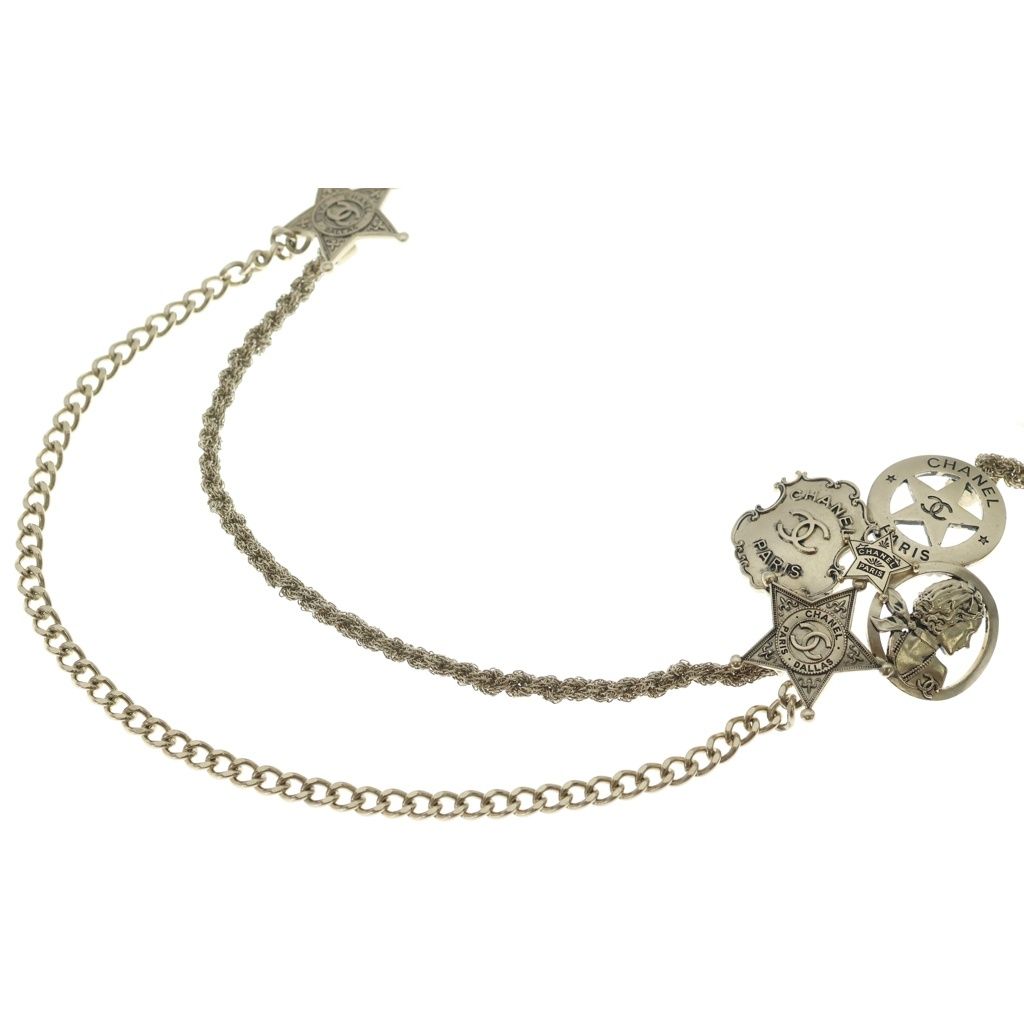 Chanel CC Logo Paris Lasse Necklace Gold