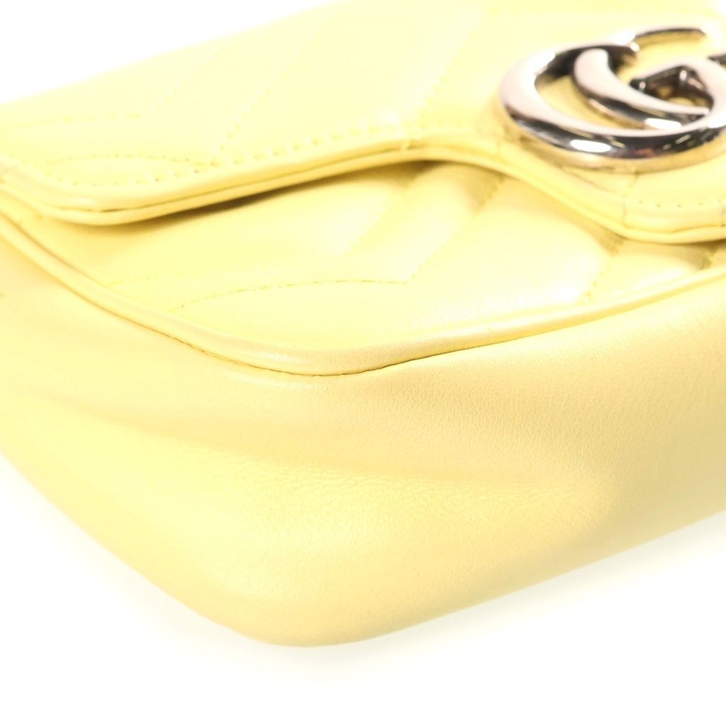 Gucci GG Marmont Chain Mini Shoulder Bag Light Yellow Leather Silver — view 5