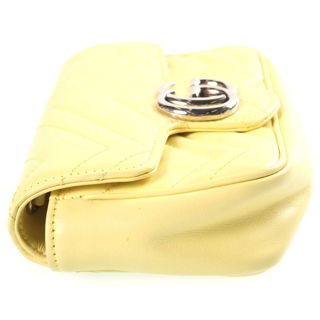 Gucci GG Marmont Chain Mini Shoulder Bag Light Yellow Leather Silver — view 3