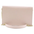 Prada Logo Chain Wallet Shoulder Bag Pink Beige Saffiano Leather — view 2