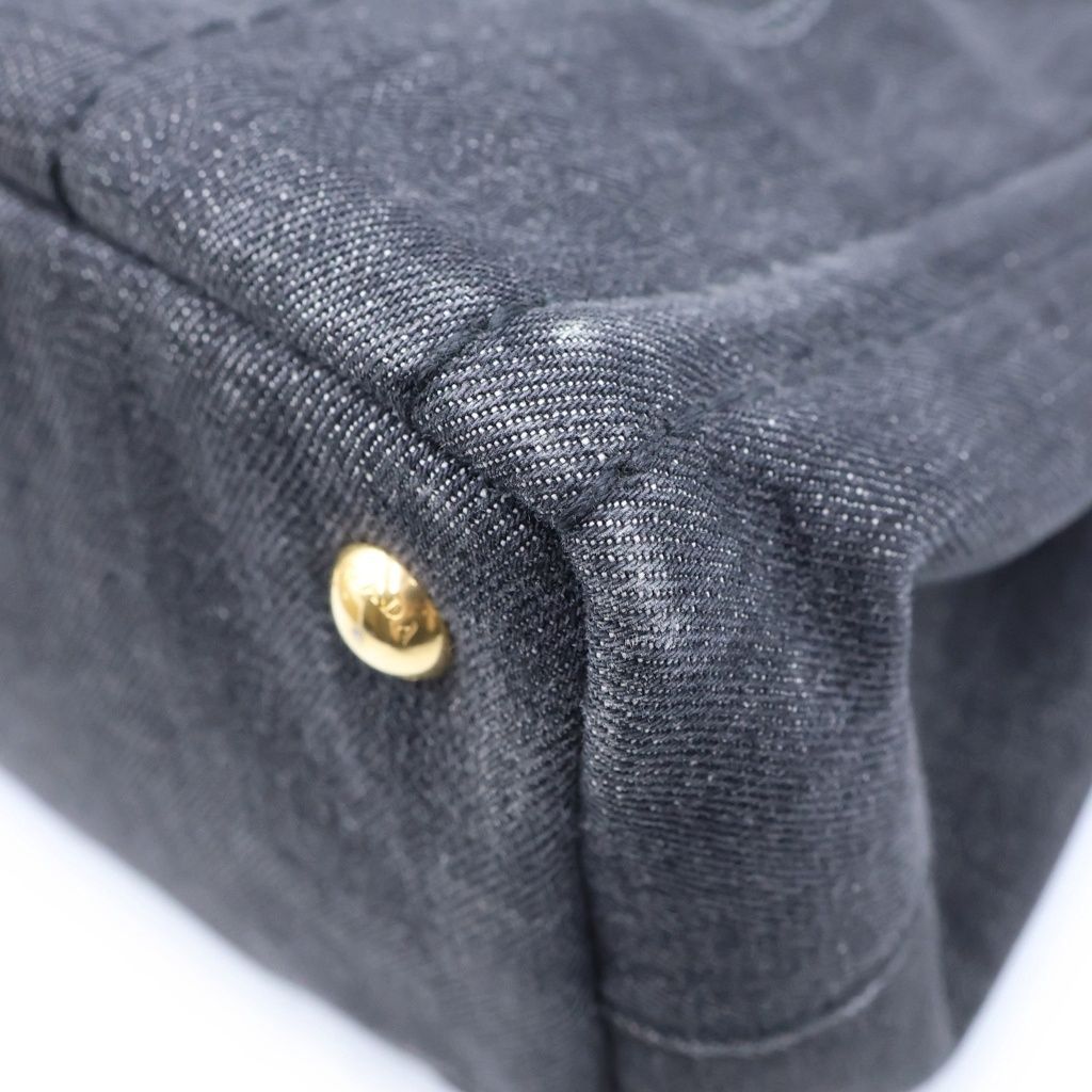 Prada Canapa Mini Denim Handbag Black — view 5
