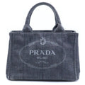 Prada Canapa Mini Denim Handbag Black
