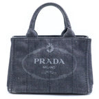 Prada Canapa Mini Denim Handbag Black