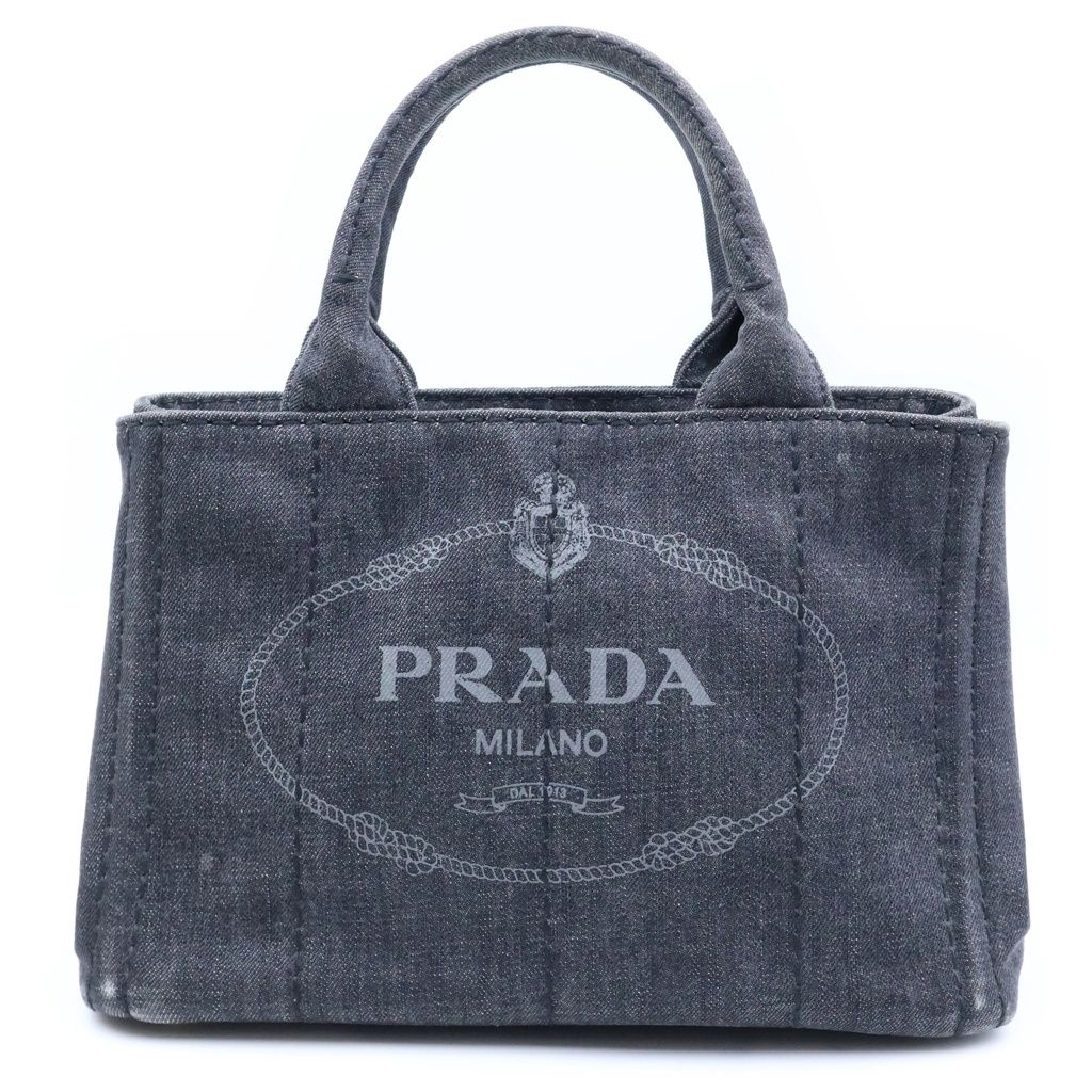 Prada Canapa Mini Denim Handbag Black