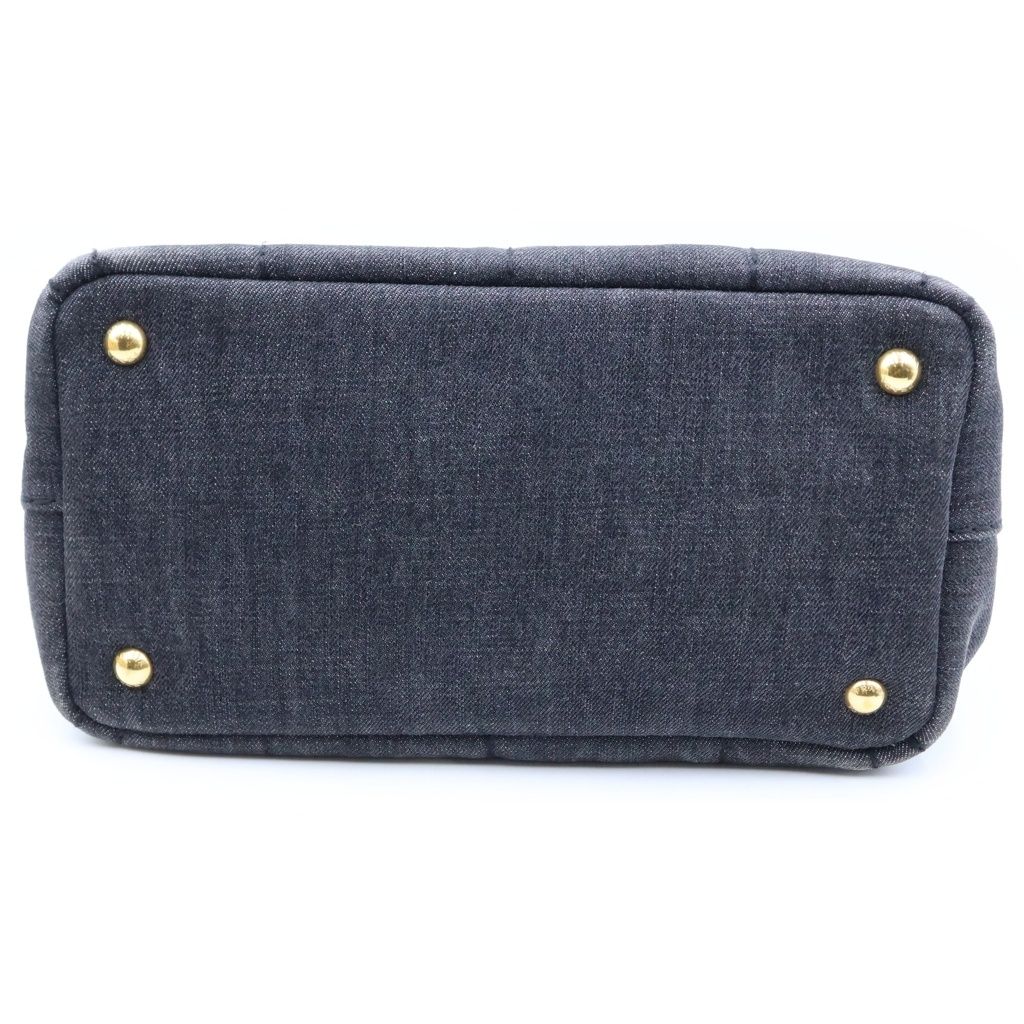 Prada Canapa Mini Denim Handbag Black — view 4