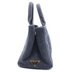 Prada Canapa Mini Denim Handbag Black — view 3