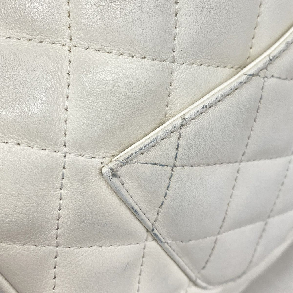 Chanel Shoulder Bag Cambon Lambskin White Black Silver — view 8