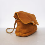 Chanel Shoulder Bag Suede Brown Gold — view 2